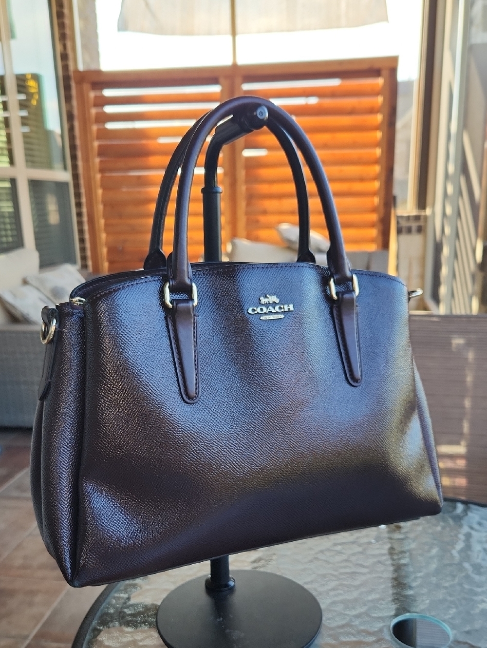 Coach Sage Carryall Stachel F32017 Oxblood Fark Brown Leather